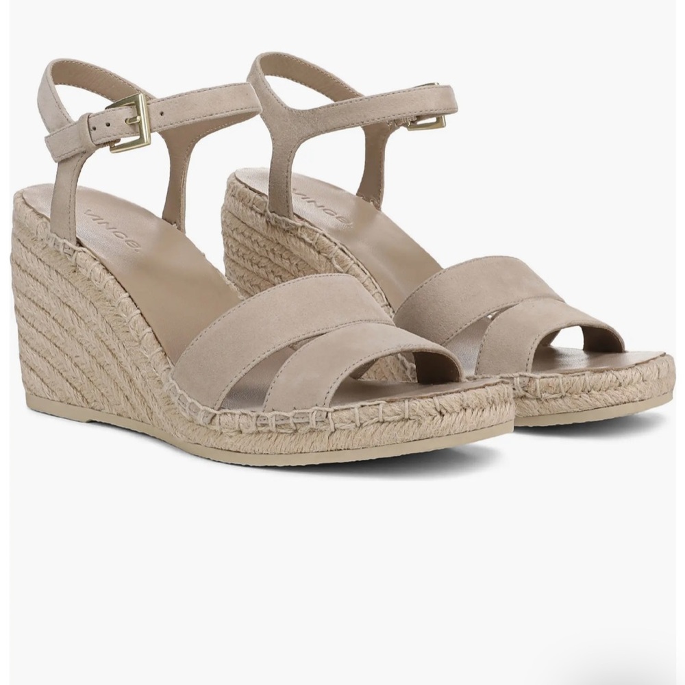 Vince Gwen Ankle Strap Espadrille Platform Wedge Sandal size 8.5